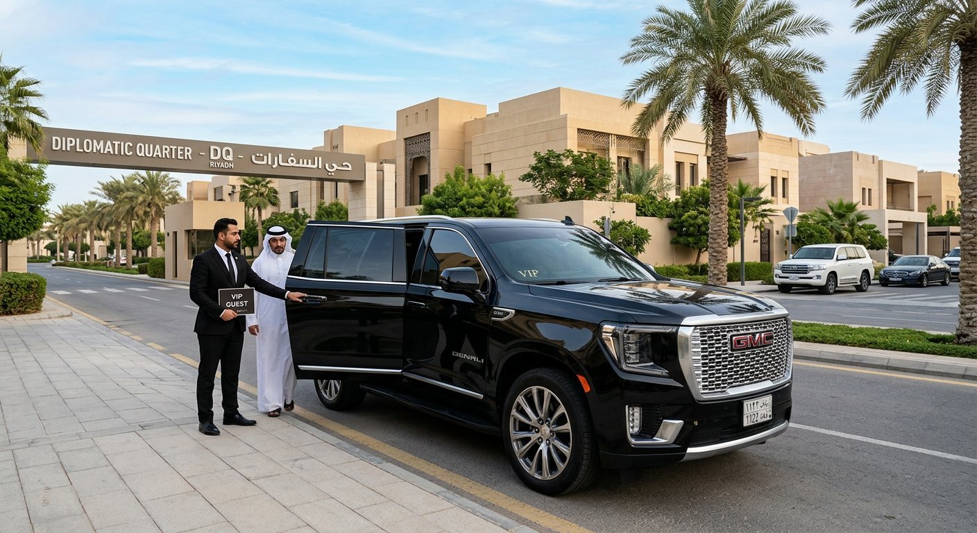 GMC Yukon XL VIP - 7 Seater Luxury Rental Riyadh - 7 Seater - VIP luxury for executives, families, and diplomats. Leather seats, premium sound, privacy, and chauffeur service across KSA. - Professional driver fuel toll included luxury vehicle - Aura Bus Rental Riyadh - SAR 800/day